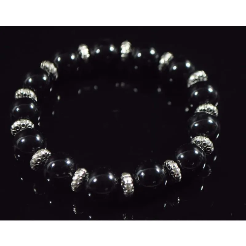 Black Oynx Genuine Agate Stone Stretch Bracelets