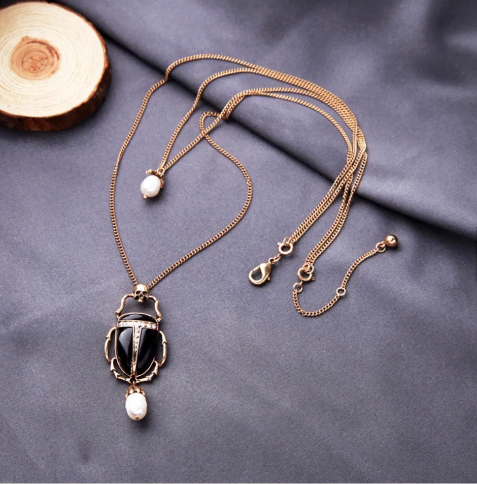 Black Scarab Beetle Necklace