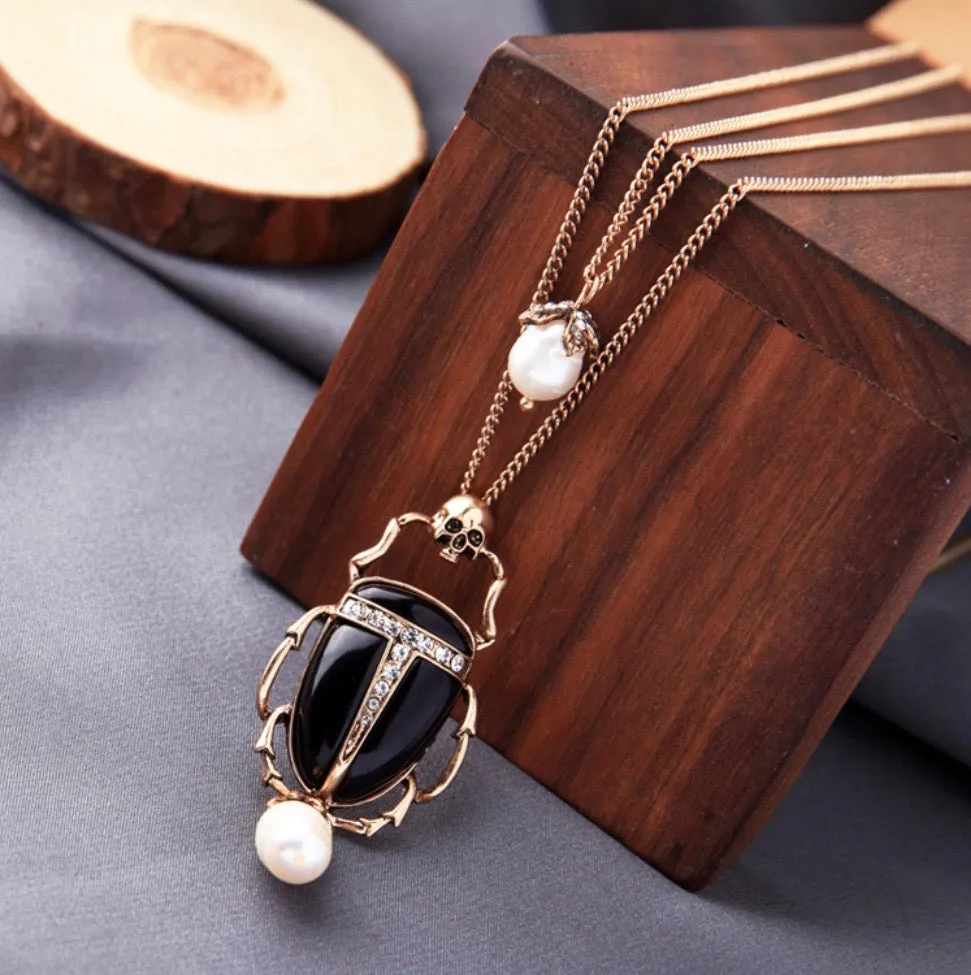 Black Scarab Beetle Necklace