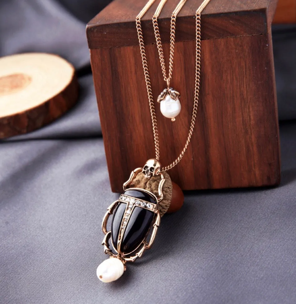 Black Scarab Beetle Necklace