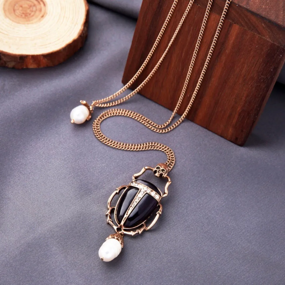 Black Scarab Beetle Necklace