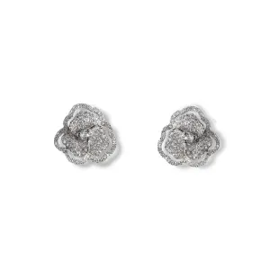 Bloom Mini Flower Halo White Diamond Earrings