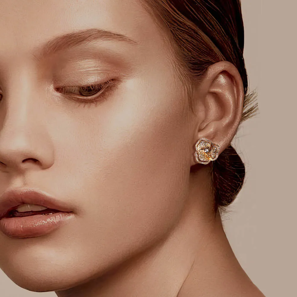 Bloom Mini Flower Halo White Diamond Earrings