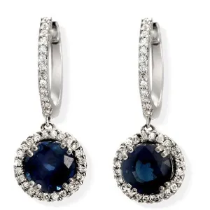 Blue Sapphire and Diamond Earrings, 18K White Gold