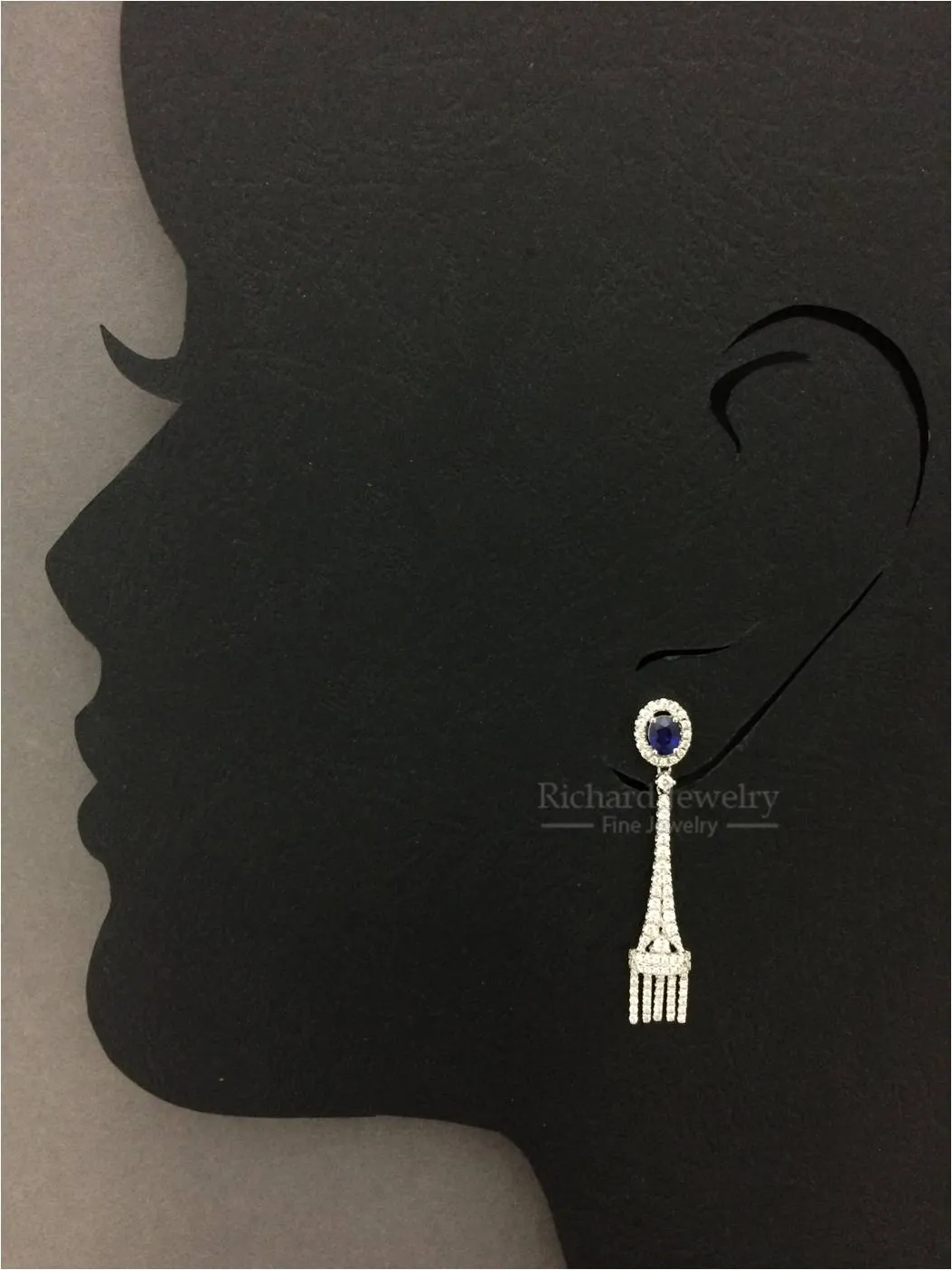 Blue Sapphire Chandelier Diamond Earrings