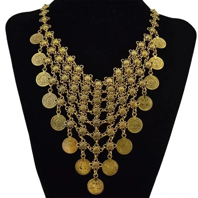 Boho Ethnic Necklace with Coins
