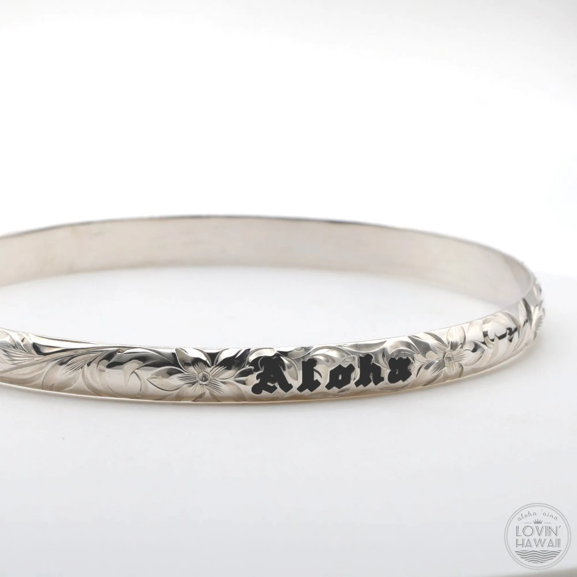 Bracelet From Hawaii With Custom Name Engraving (6mm width, Dome Style)
