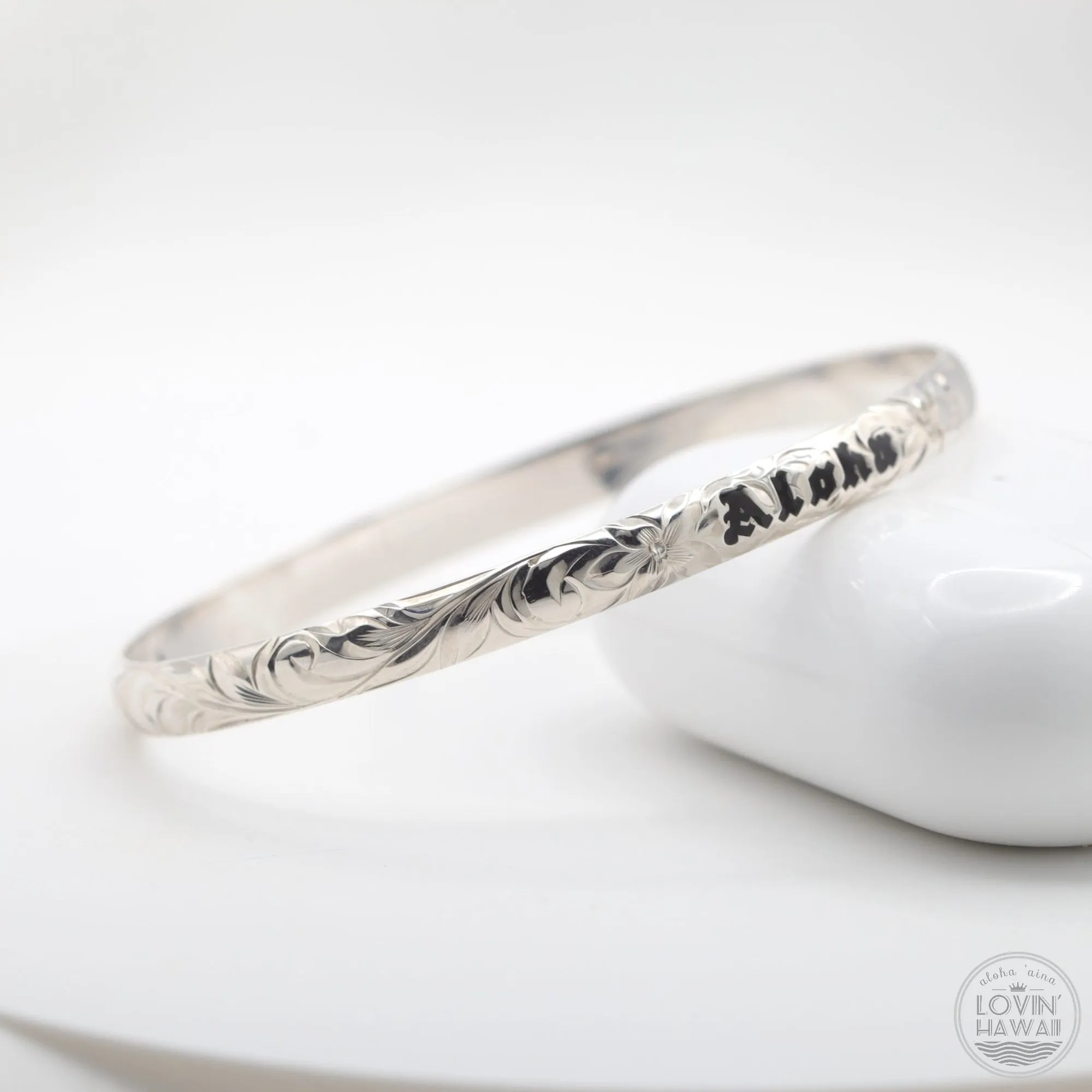 Bracelet From Hawaii With Custom Name Engraving (6mm width, Dome Style)