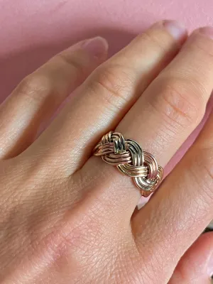 BRAIDED ROPE BAND -TRI COLOR GOLD