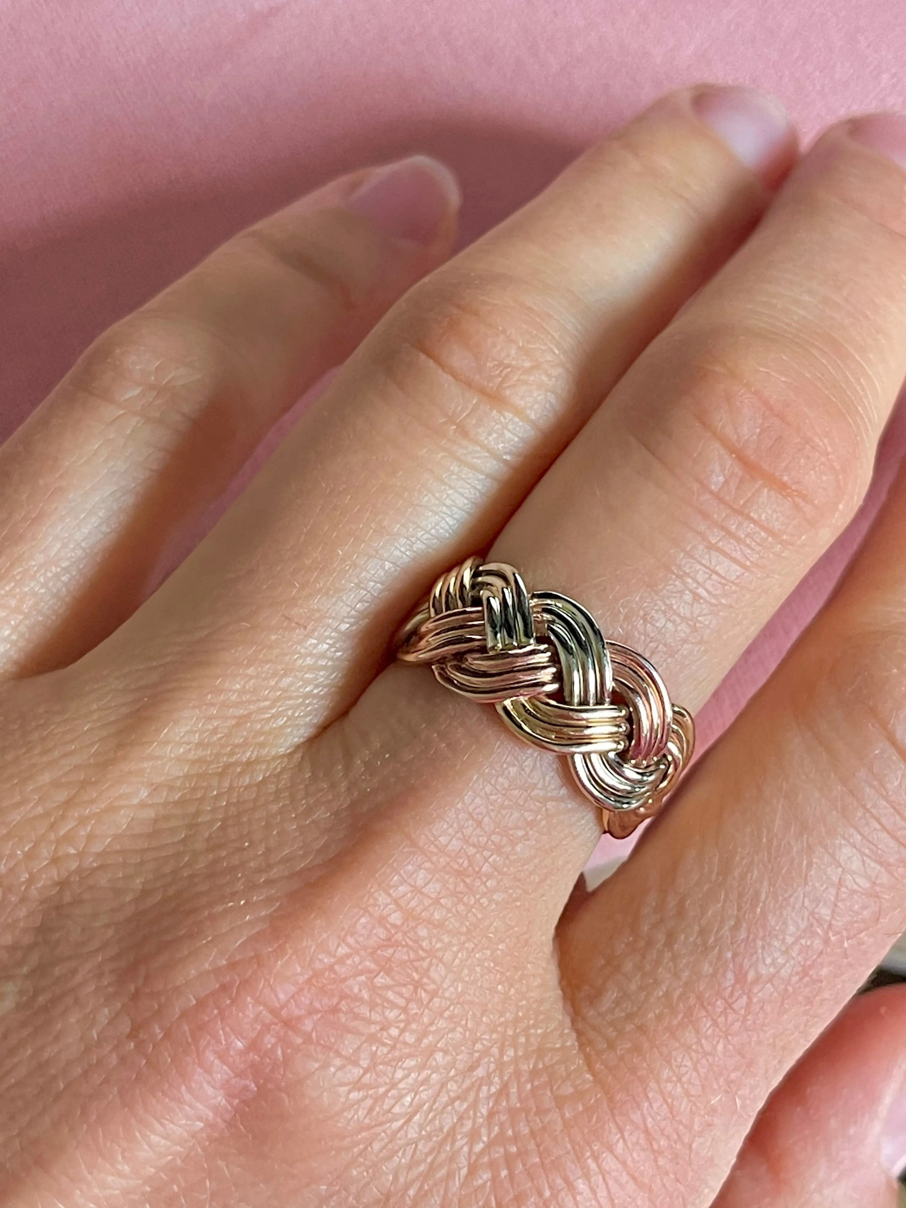 BRAIDED ROPE BAND -TRI COLOR GOLD
