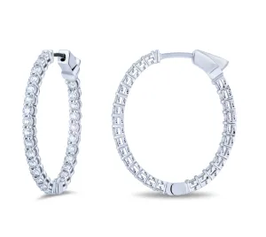 Bremer Jewelry Round Medium Hoop Diamond Earrings in 18K White Gold (3.99ctw)