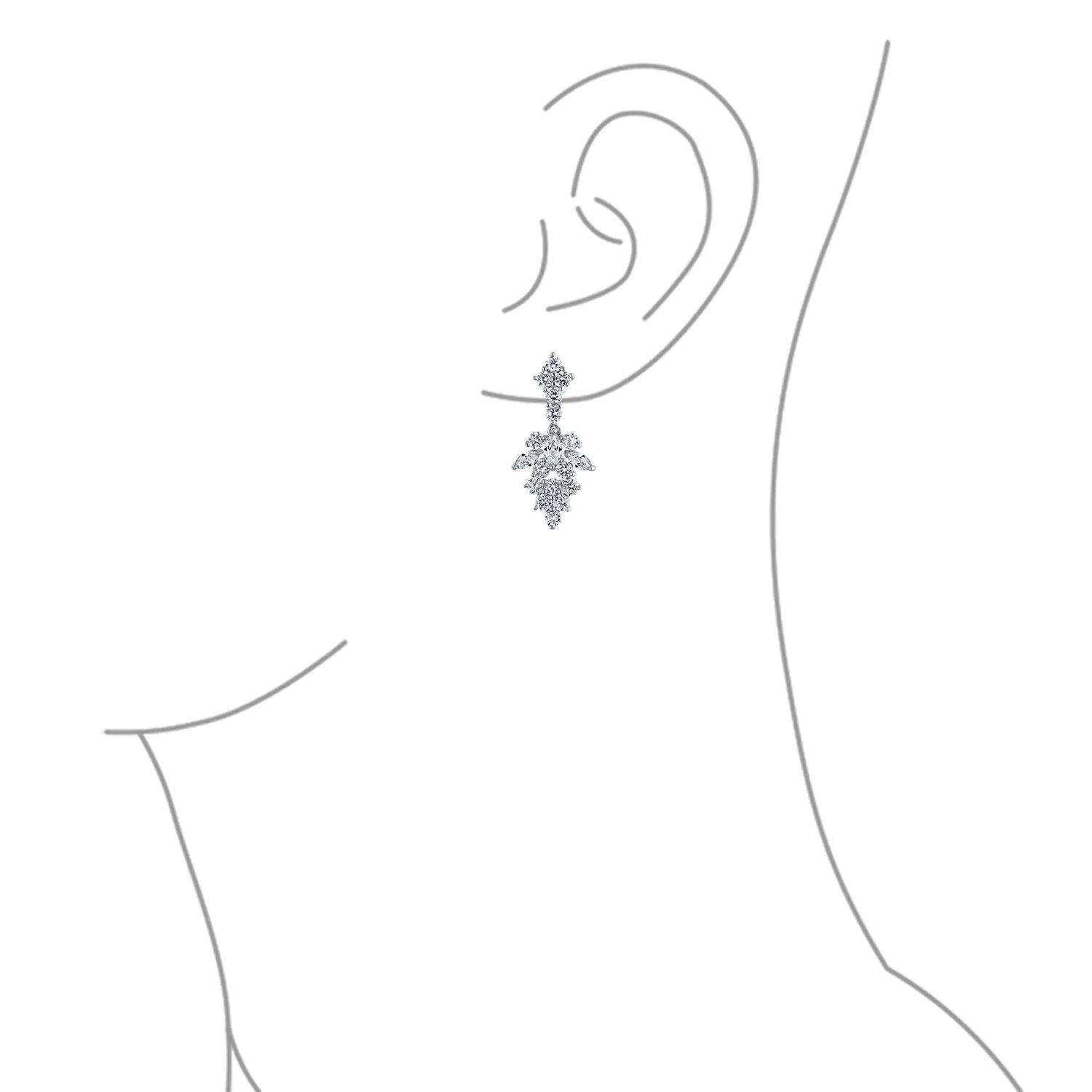 Bridal Jewelry Set Art Deco Marquise Leaf CZ Choker Necklace & Earrings Wedding