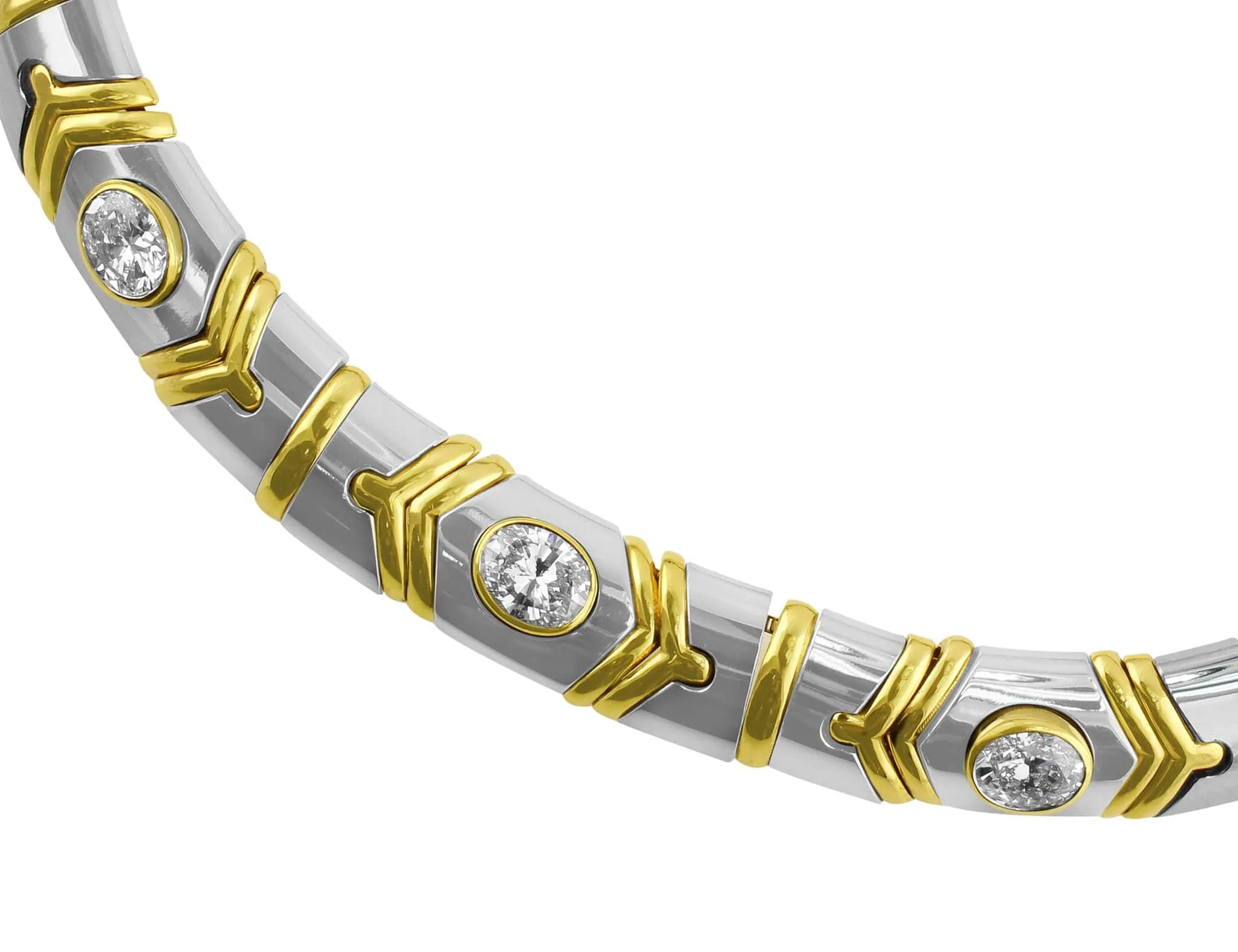 Bulgari 18k White Yellow Gold Diamond Necklace, GIA Certified