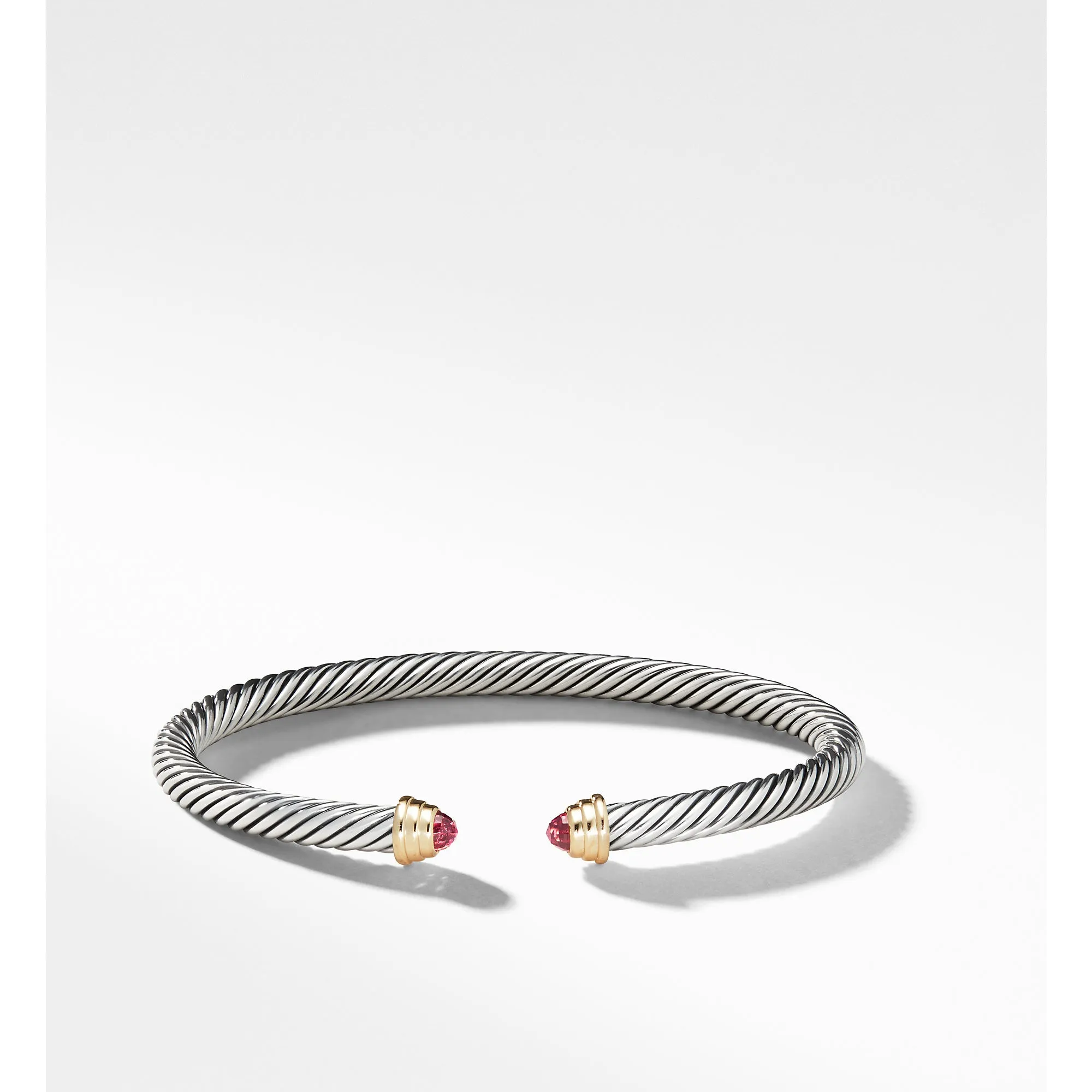 Cable Kids® Birthstone Bracelet with Pink Tourmaline and 14K Gold, 4mm