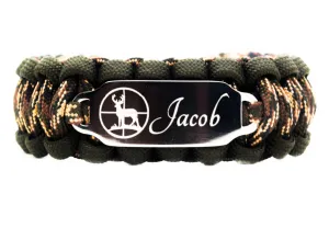 Camo Personalized Name 550 Paracord Bracelet for Men with Custom Engraved Stainless Steel ID Tag