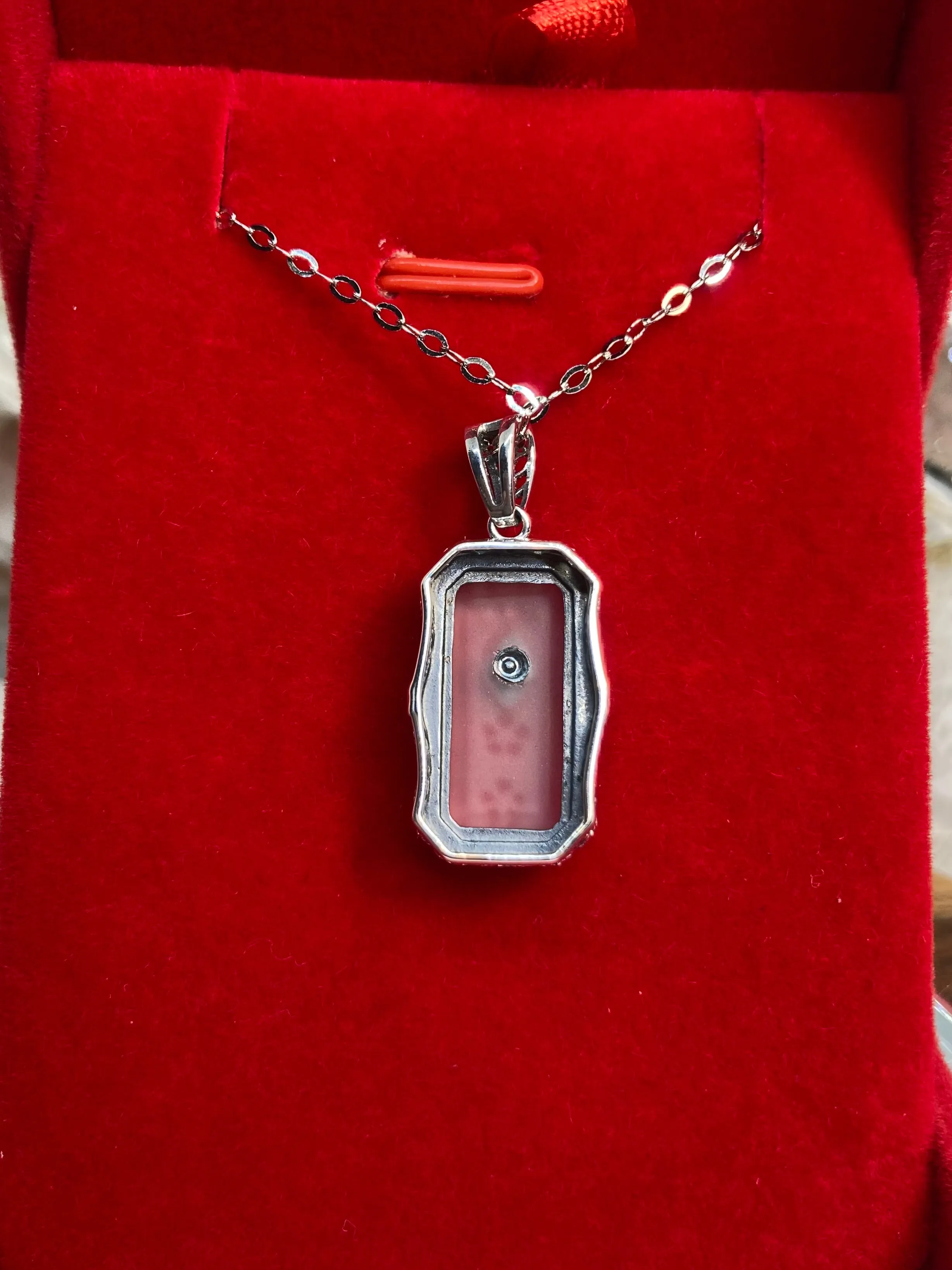 Camphor Glass Pendant, with Gem accent, Art Deco Jewelry #P232