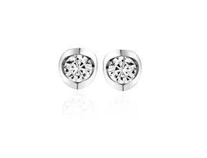 Canadian Diamond 0.10ct Solitaire Earrings in Tension Set in 14K White Gold