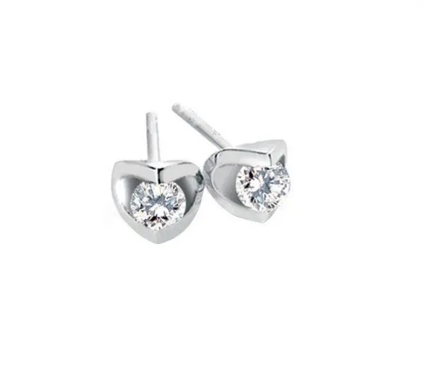 Canadian Diamond 0.10ct Solitaire Earrings in Tension Set in 14K White Gold