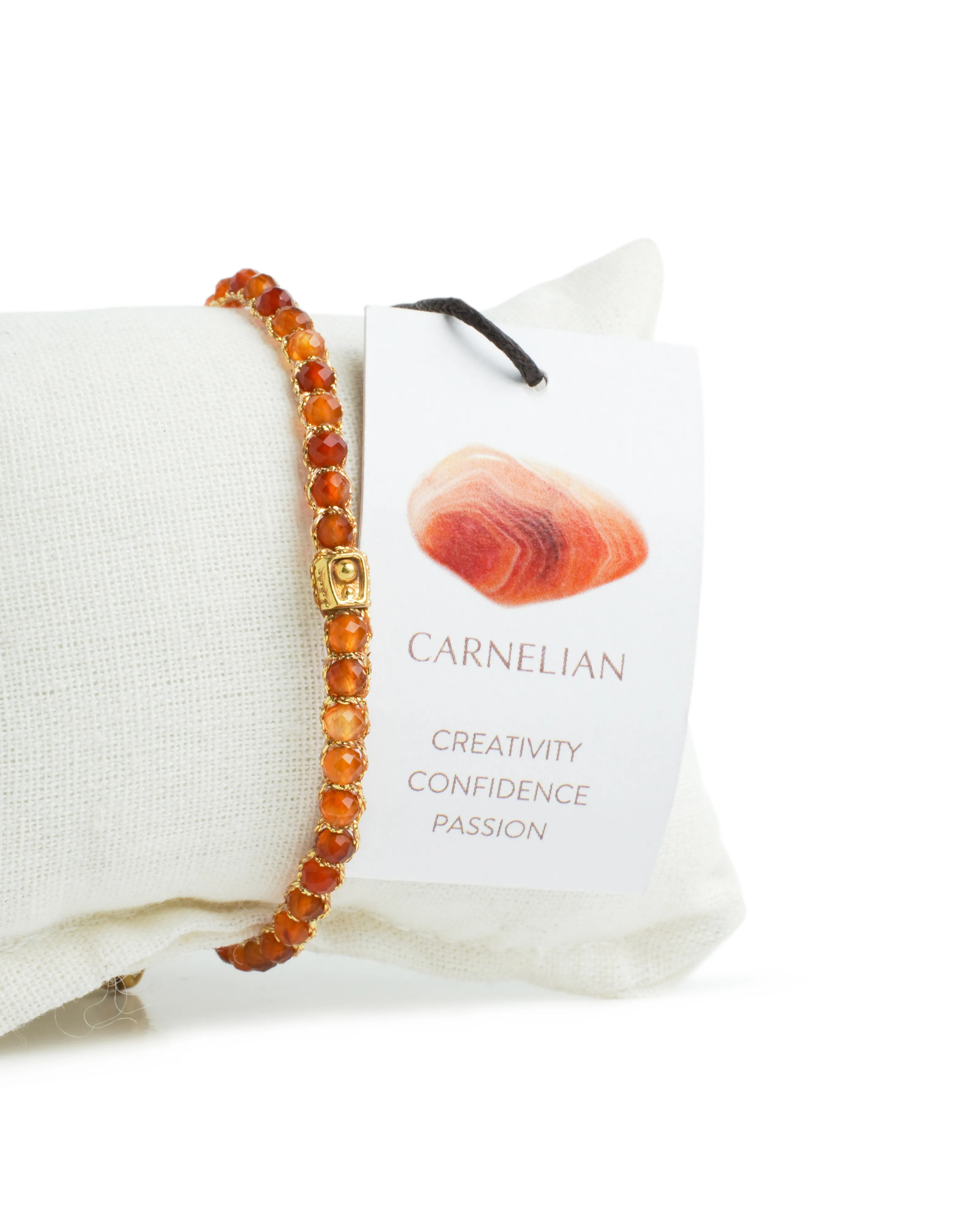 Carnelian From Brazil 3mm Bracelet | Gold