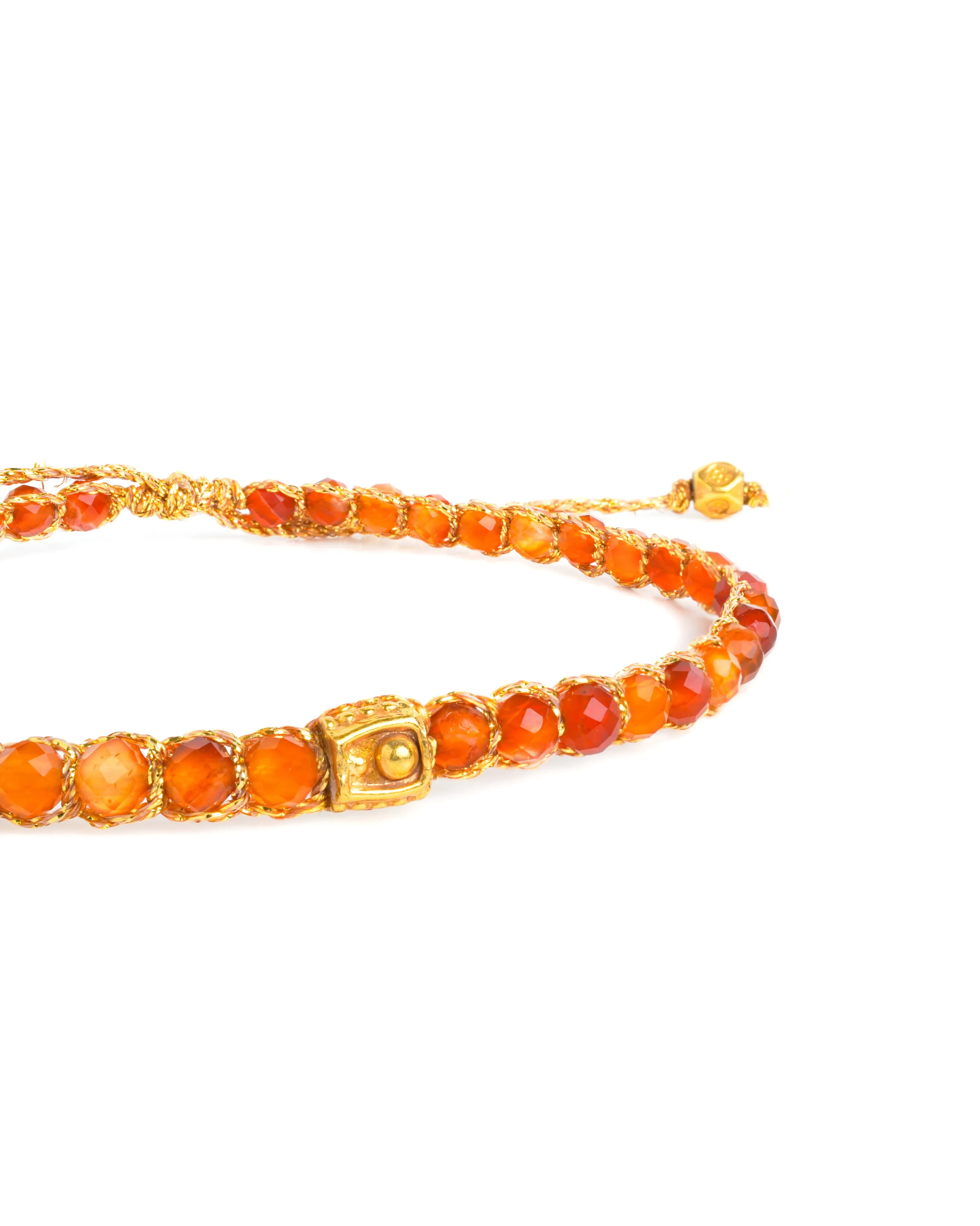 Carnelian From Brazil 3mm Bracelet | Gold