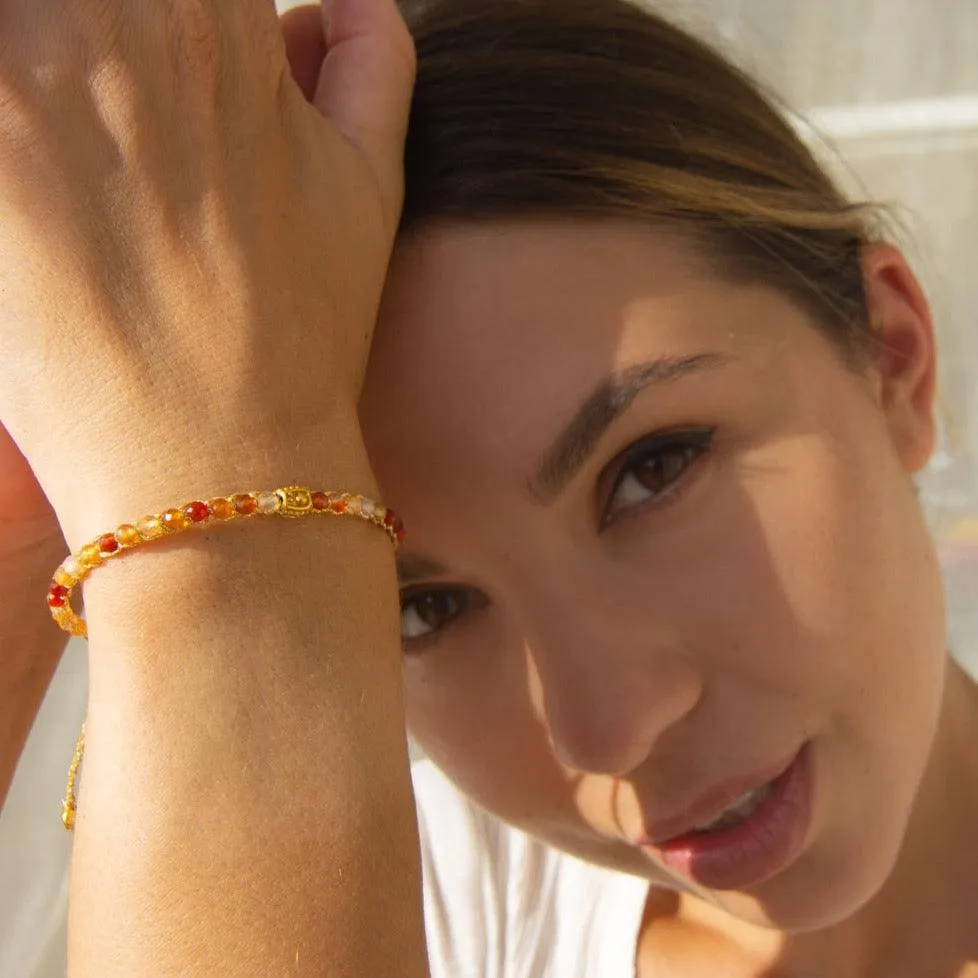 Carnelian From Brazil 3mm Bracelet | Gold