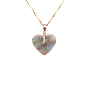 Carved Boulder Opal Heart "Sticks and Stones" Pendant