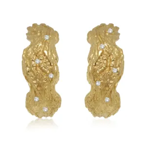 Catch The Wave Earrings in 14k Yellow Gold and diamonds