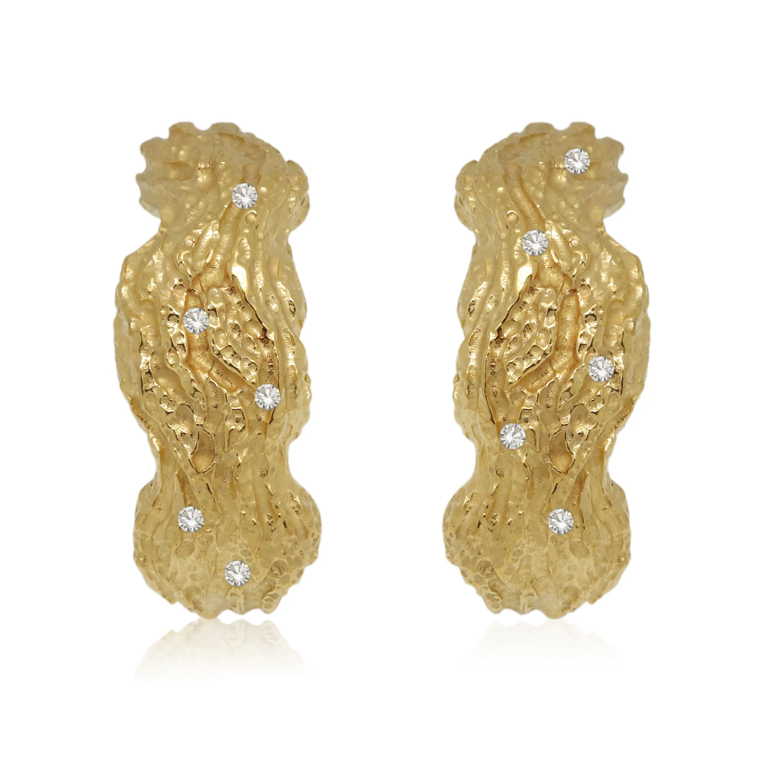 Catch The Wave Earrings in 14k Yellow Gold and diamonds
