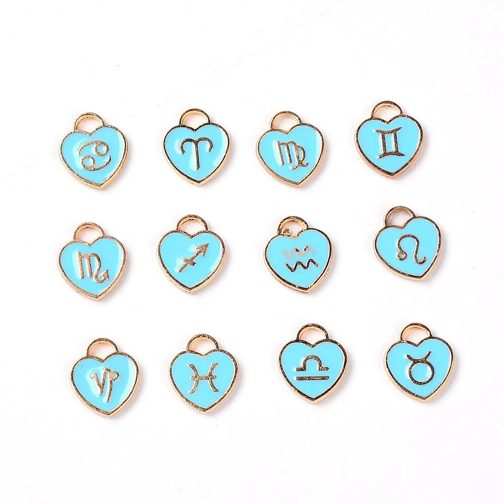 Charm Libra Heart Sky Blue Enamel 14x12 Light Gold