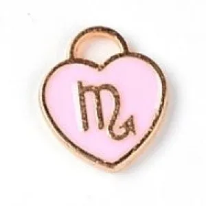 Charm Scorpio Heart Pink Enamel 14x12 Light Gold