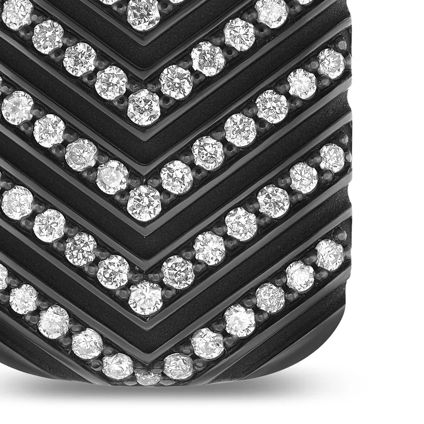 Chevron Tag in Black Titanium with Diamonds, 27mm
