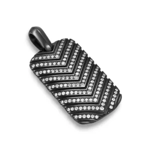 Chevron Tag in Black Titanium with Diamonds, 27mm