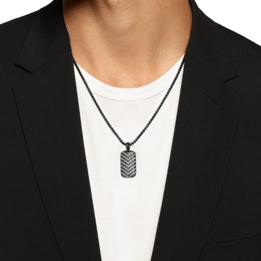 Chevron Tag in Black Titanium with Diamonds, 27mm