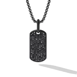 Chevron Tag in Black Titanium with Sterling Silver and Black Diamonds, 27mm