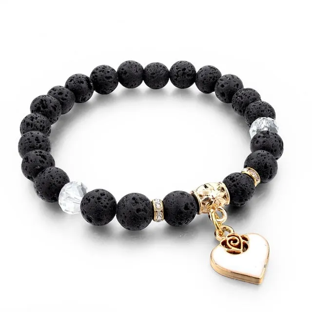 CHICVIE Heart Charm Bracelets Bangles White Natural Stone Bracelet For Women Pulseiras Boho Jewelry friendship Bangle SBR150344