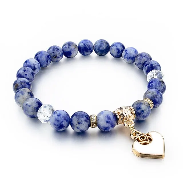 CHICVIE Heart Charm Bracelets Bangles White Natural Stone Bracelet For Women Pulseiras Boho Jewelry friendship Bangle SBR150344