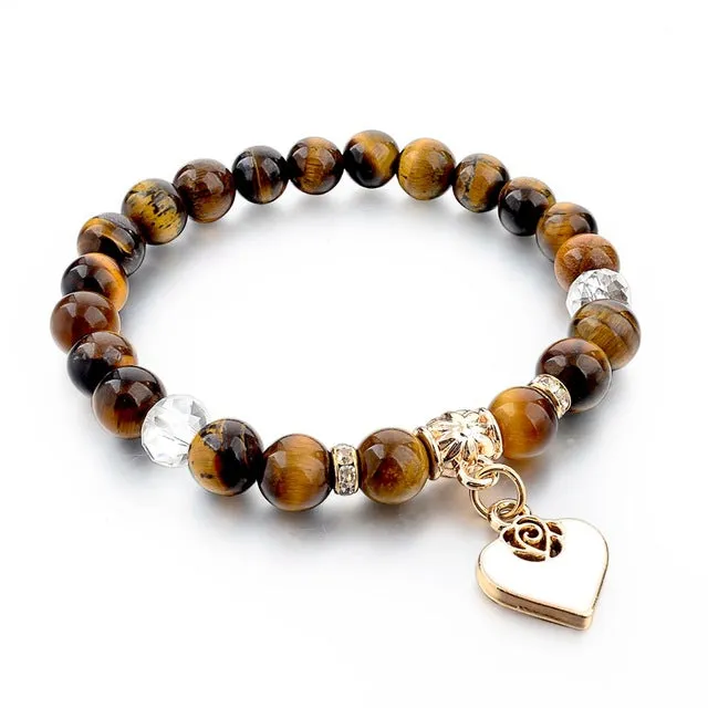 CHICVIE Heart Charm Bracelets Bangles White Natural Stone Bracelet For Women Pulseiras Boho Jewelry friendship Bangle SBR150344