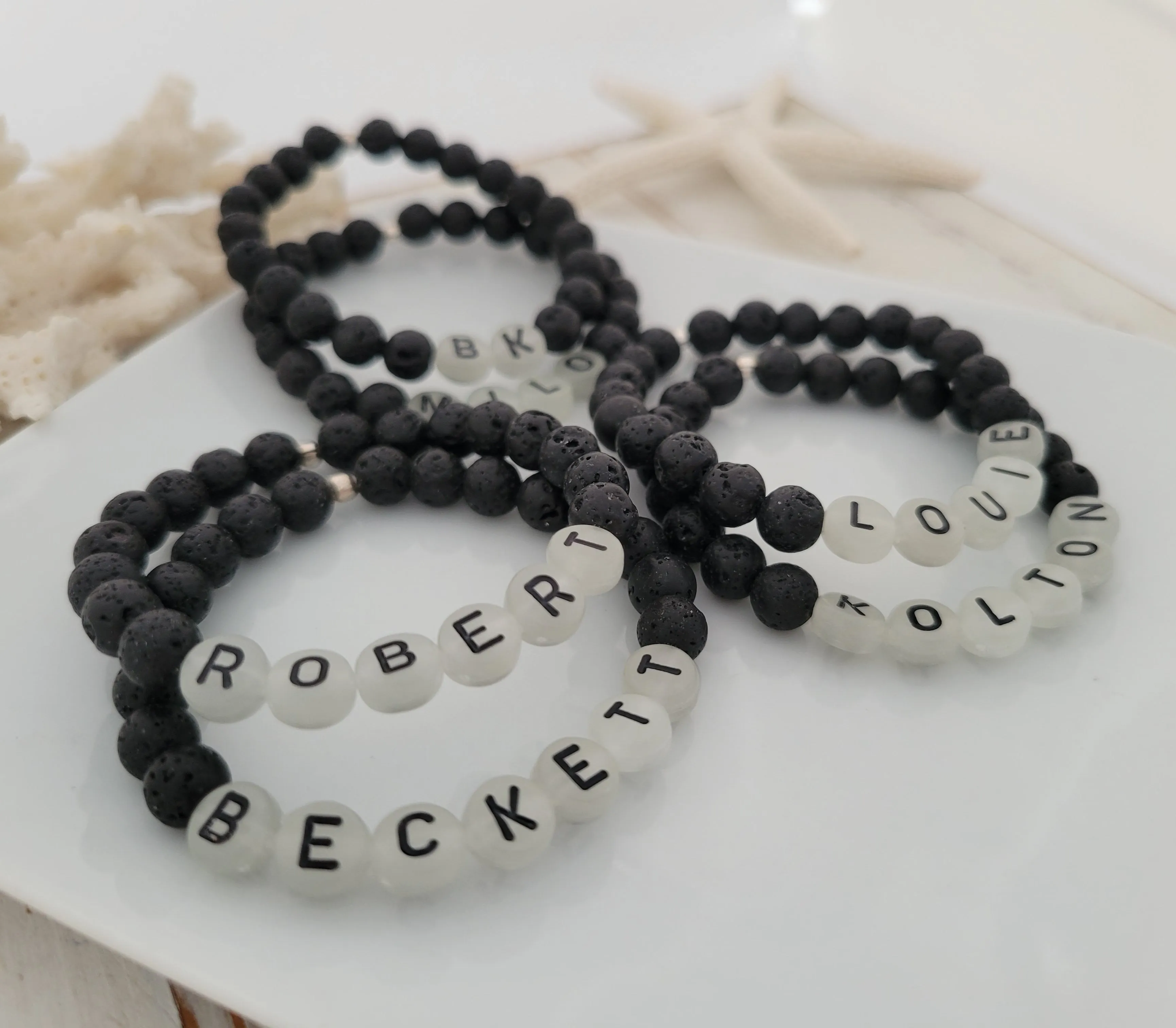 Children's Glow In The Dark Name and Lava Bead Bracelet