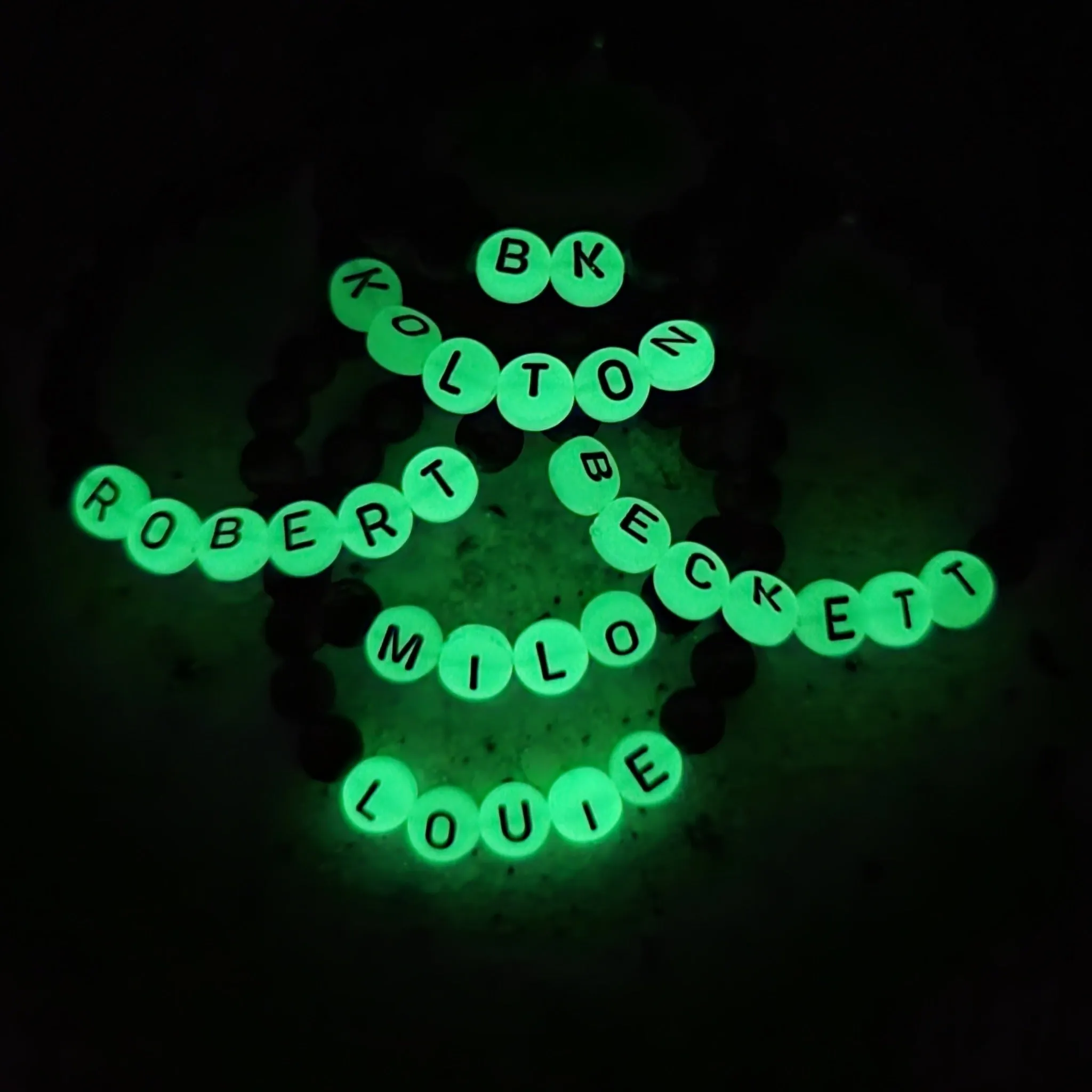 Children's Glow In The Dark Name and Lava Bead Bracelet