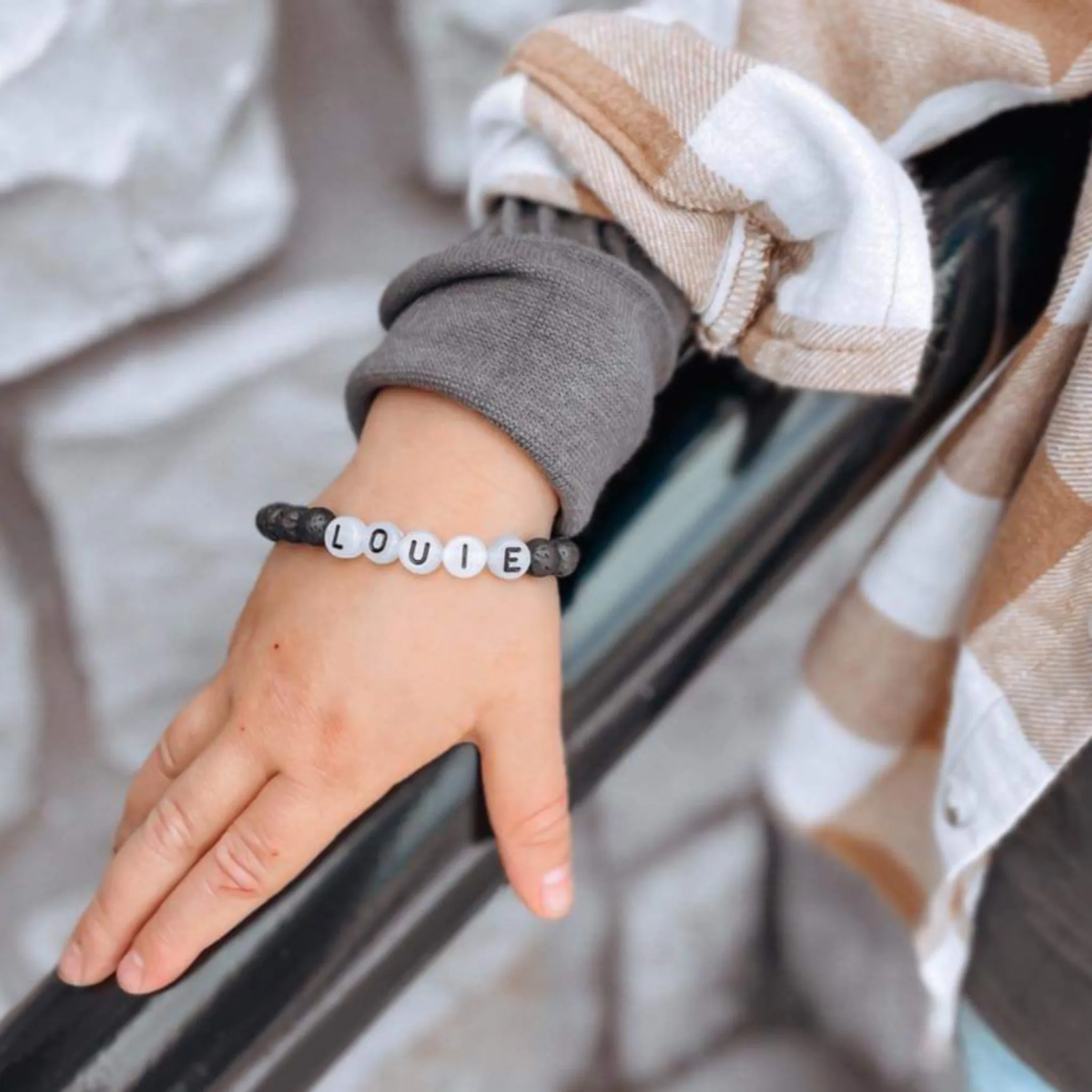 Children's Glow In The Dark Name and Lava Bead Bracelet