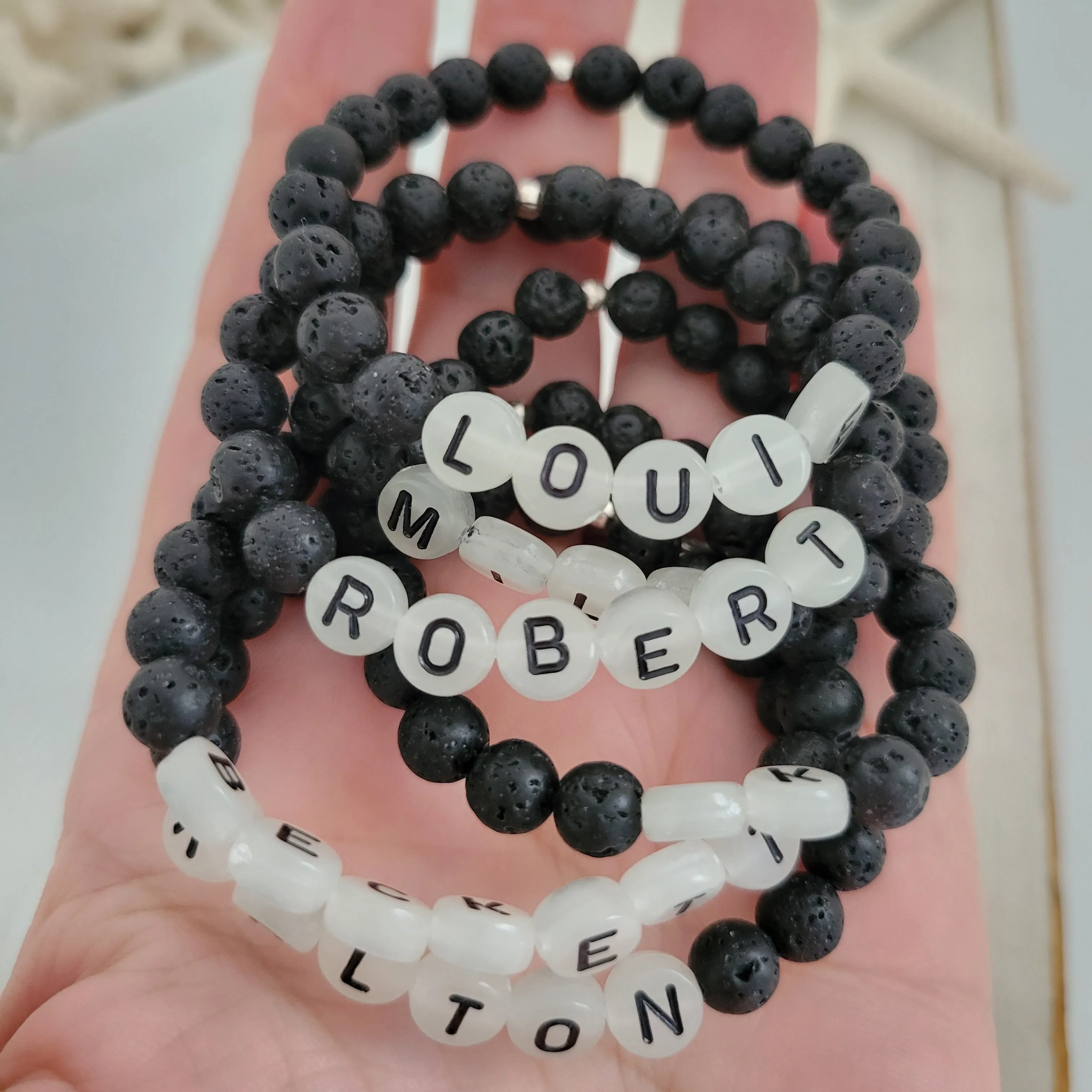 Children's Glow In The Dark Name and Lava Bead Bracelet