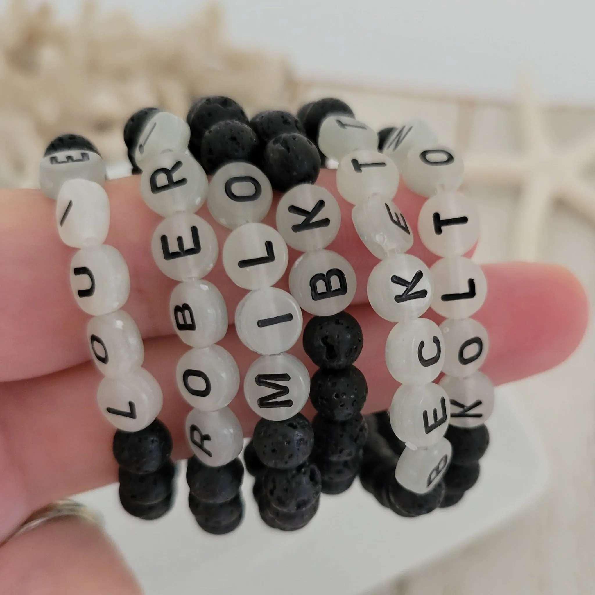 Children's Glow In The Dark Name and Lava Bead Bracelet