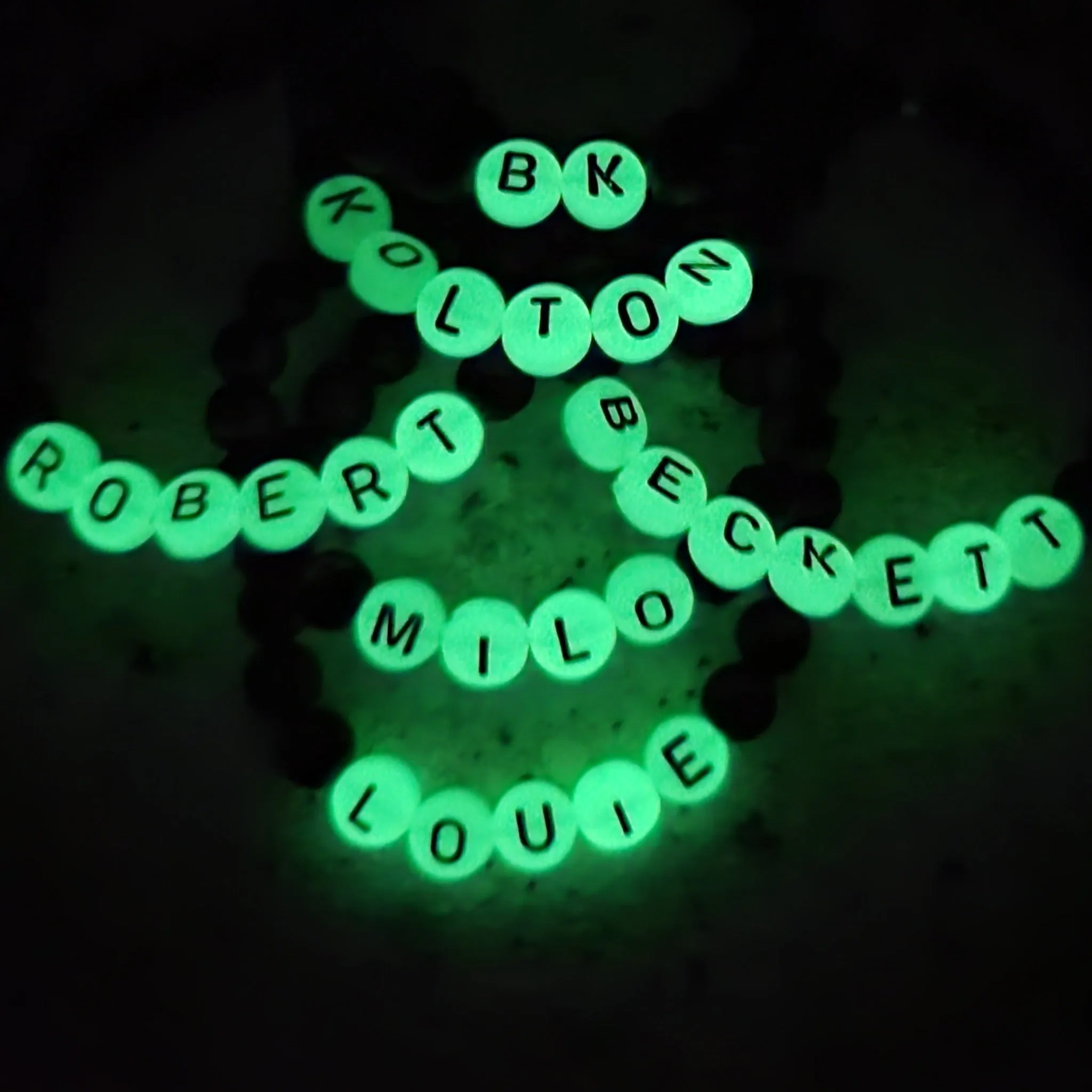 Children's Glow In The Dark Name and Lava Bead Bracelet
