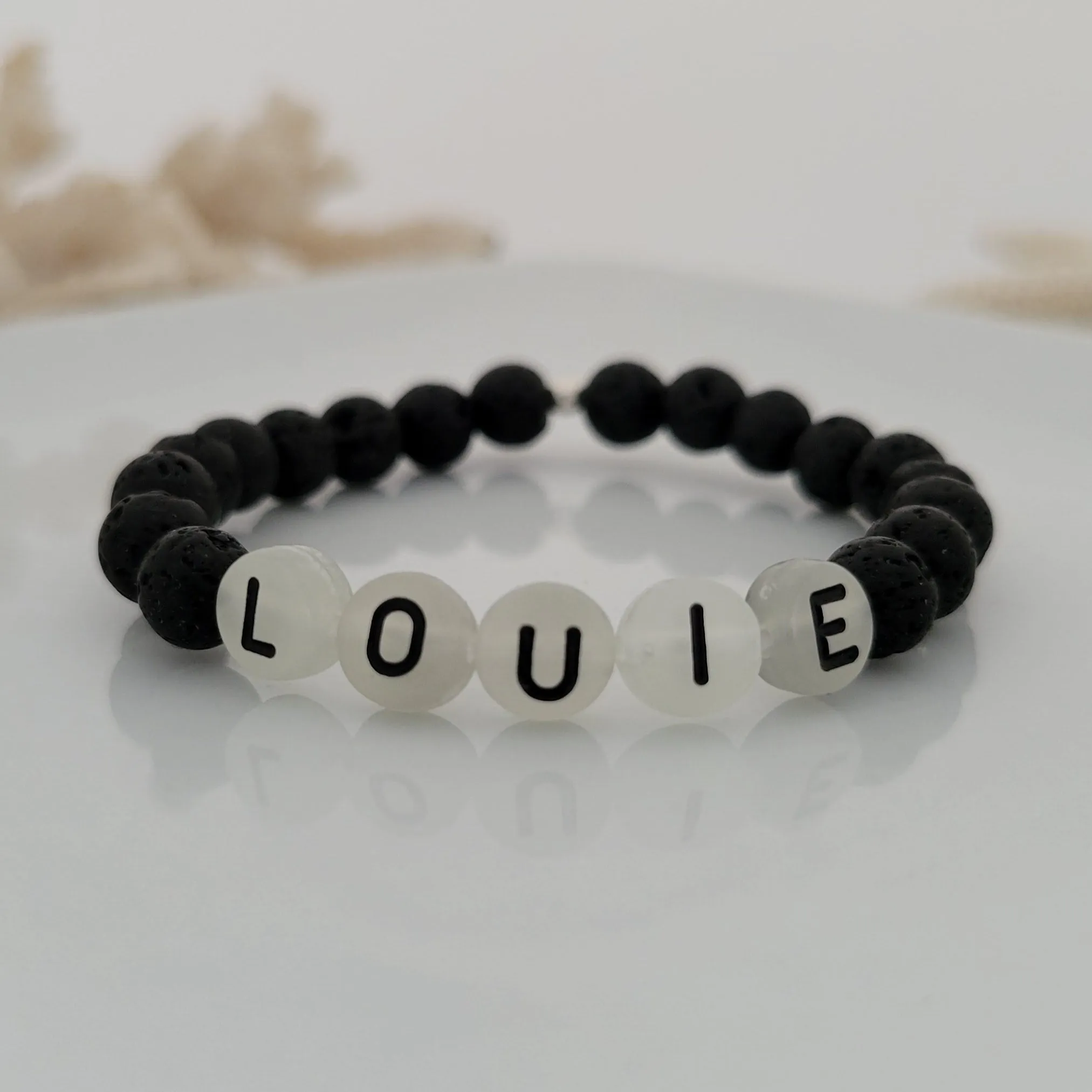 Children's Glow In The Dark Name and Lava Bead Bracelet