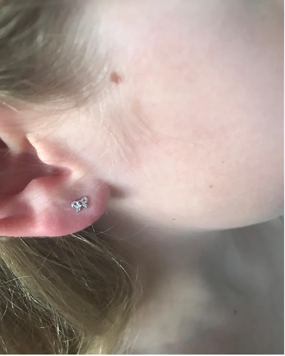 Children's Sterling Silver 'April Birthstone' Bow Stud Earrings