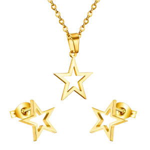 Children's, Teens' and Mothers' Necklace/Earrings Sets:  Surgical Steel, Gold IP, Stars
