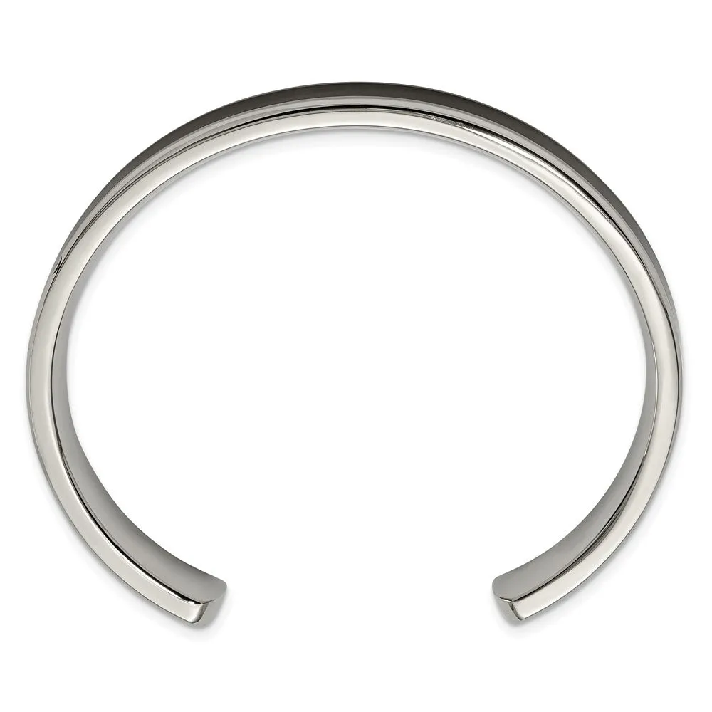 Chisel Stainless Steel Polished with Enameled Koa Wood Inlay Cuff Bangle