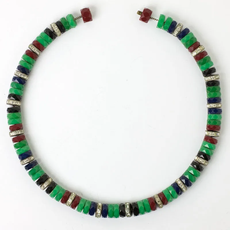 Chrysoprase, Onyx & Ruby Disk Choker with Rondelles
