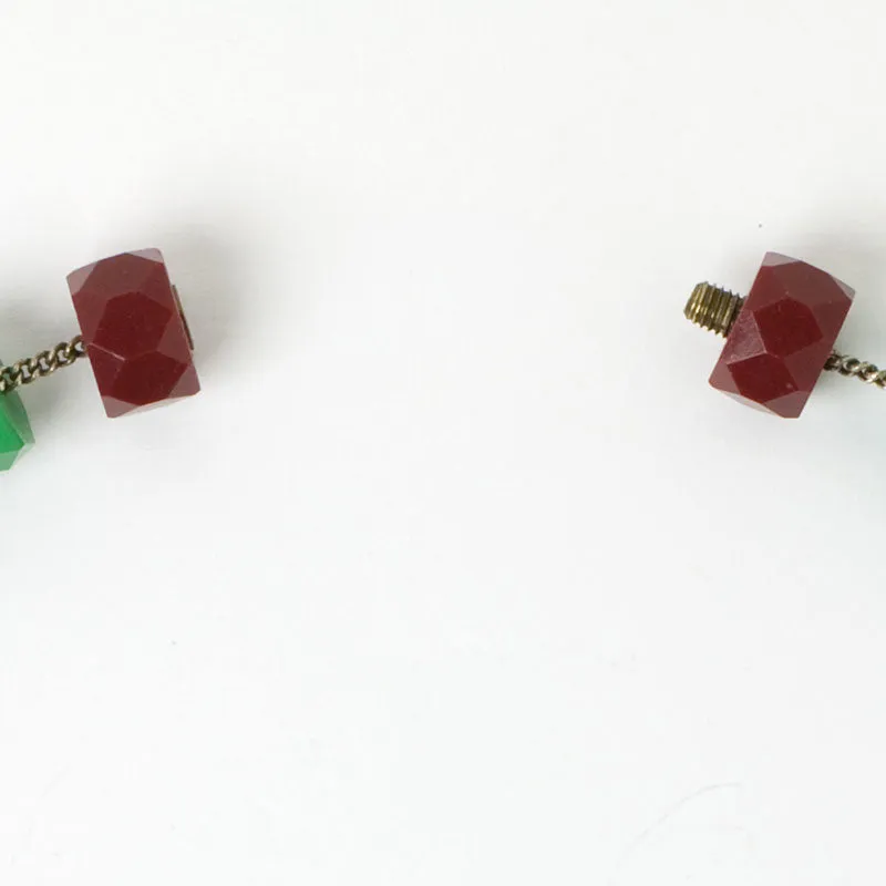 Chrysoprase, Onyx & Ruby Disk Choker with Rondelles