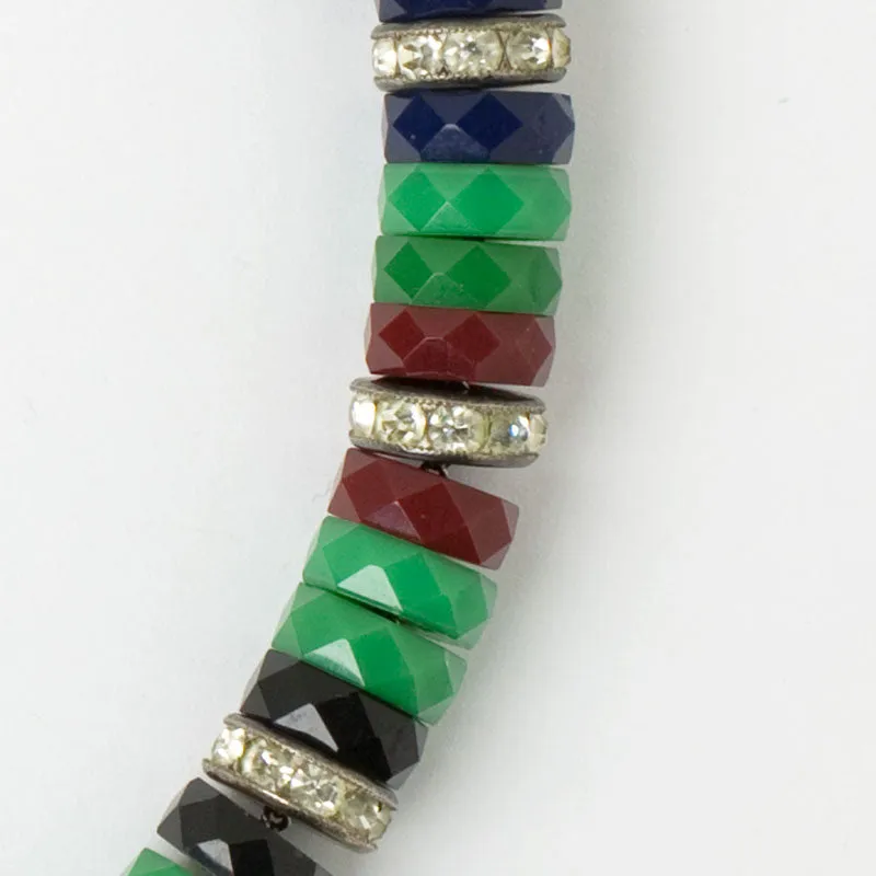 Chrysoprase, Onyx & Ruby Disk Choker with Rondelles